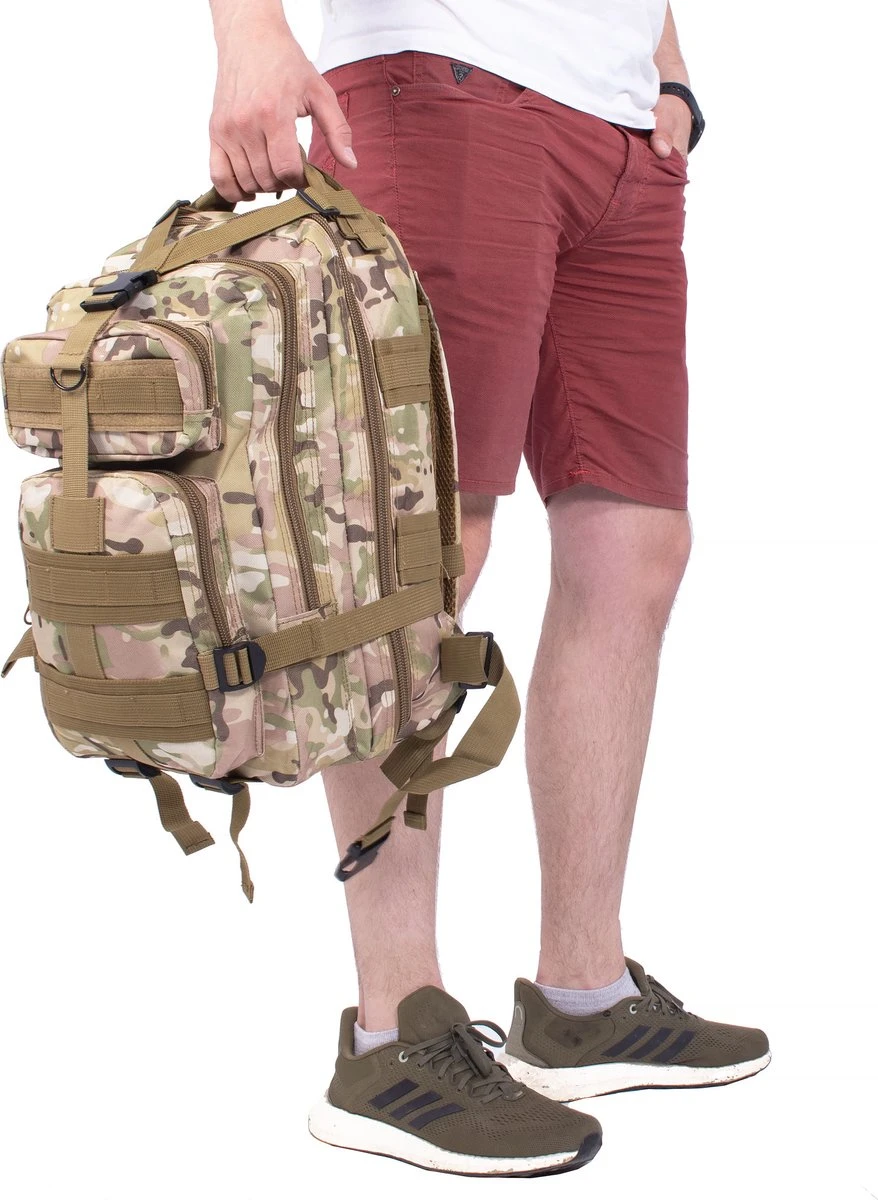 Springos Rugzak | Backpack | Wandelrugzak | Tactical Backpack | 35 Liter | Camouflage | Groen/Camel/Beige 5 Springos Rugzak | Backpack | Wandelrugzak | Tactical Backpack | 35 Liter | Camouflage | Groen/Camel/Beige - Afbeelding 3