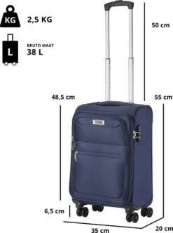 TravelZ Softspinner TSA Kofferset - 2-delig Handbagage + Grote Koffer 77cm - Dubbele Wielen - Blauw 17 TravelZ Softspinner TSA Kofferset - 2-delig Handbagage + Grote Koffer 77cm - Dubbele Wielen - Blauw -Reis Opberg Artikelen 893x1200 4