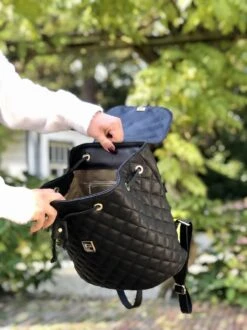 TOUTESTBELLE - Leren Dames Rugzak Quilted Gestikt Ruit Met Extra Vak - Dames - Leer - Zwart -Reis Opberg Artikelen 899x1200 10