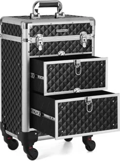 Cosmetic Case Trolley - Professionele Make-up Case - Kapperskoffer Met 4 Uitneembare Wielen -Reis Opberg Artikelen 899x1200 6