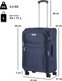 TravelZ Softspinner TSA Kofferset - 3-delige Zachte Trolleyset - Dubbele Wielen En Voorvakken Blauw 18 TravelZ Softspinner TSA Kofferset - 3-delige Zachte Trolleyset - Dubbele Wielen En Voorvakken Blauw -Reis Opberg Artikelen 914x1200 4