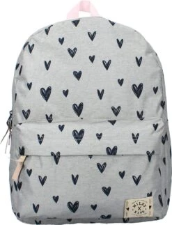 Milky Kiss Clever Girls - Rugzak - Schooltas Meisje - Grijs - Hartjes