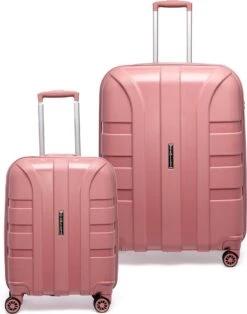 ©TROLLEYZ - Paris No.5 - Kofferset 2 Delig - 55+78cm Met TSA Slot - Dubbele Wielen - 360° Spinners - 100% Polypropyleen - Reiskoffers In Rose Blush -Reis Opberg Artikelen 945x1200 2