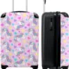 NoBoringSuitcases.com® Koffer - Eenhoorn - Meisje - Patroon - Hartje - Past Binnen 55x40x20 Cm En 55x35x25 Cm - Handbagage - Trolley - Fotokoffer - Cabin Size - Print