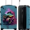 NoBoringSuitcases.com® Koffer Groot - Monstertruck - Verf - Graffiti - Roze - Neon - Trolley Koffer Met TSA-slot - Met Wielen - 90 Liter - Reiskoffer - 66 Cm -Reis Opberg Artikelen 985x1200 10