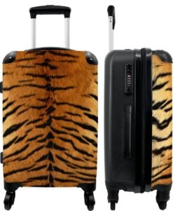 NoBoringSuitcases.com® Koffer Groot - Tijger - Wilde Dieren - Tijgerprint - Design - Trolley Koffer Met TSA-slot - Met Wielen - 90 Liter - Reiskoffer - 66 Cm